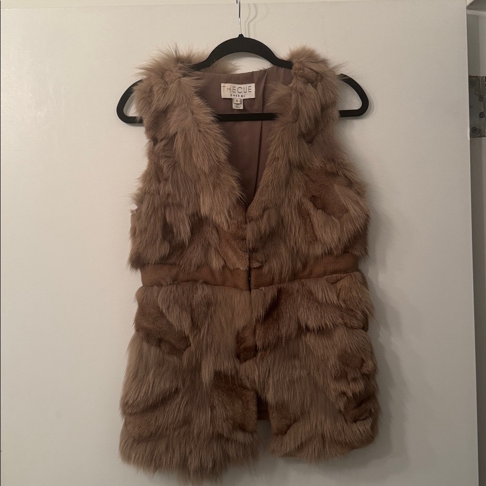 Women's Light Brown Genuine Fox Fur Vest